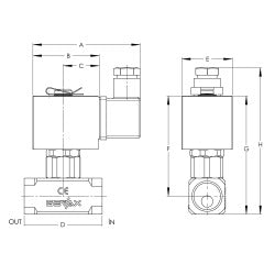 GEVAX 1401 high pressure solenoid valve technical dimensions