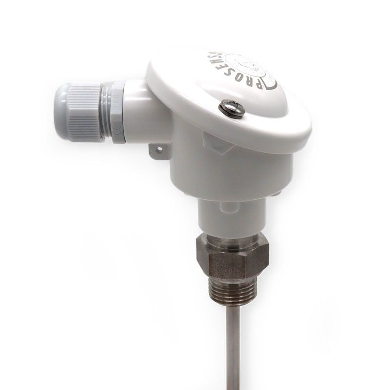 Industrial threaded PT100 temperature sensor with terminal head