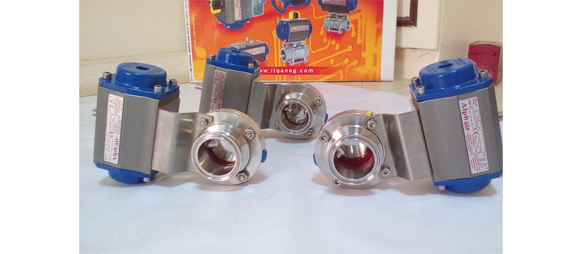Manual sanitary butt-weld butterfly valve with pull handle