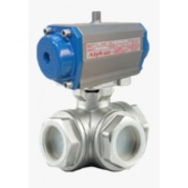 Ball Valve , 3 Way ,  1/2" , Threaded 